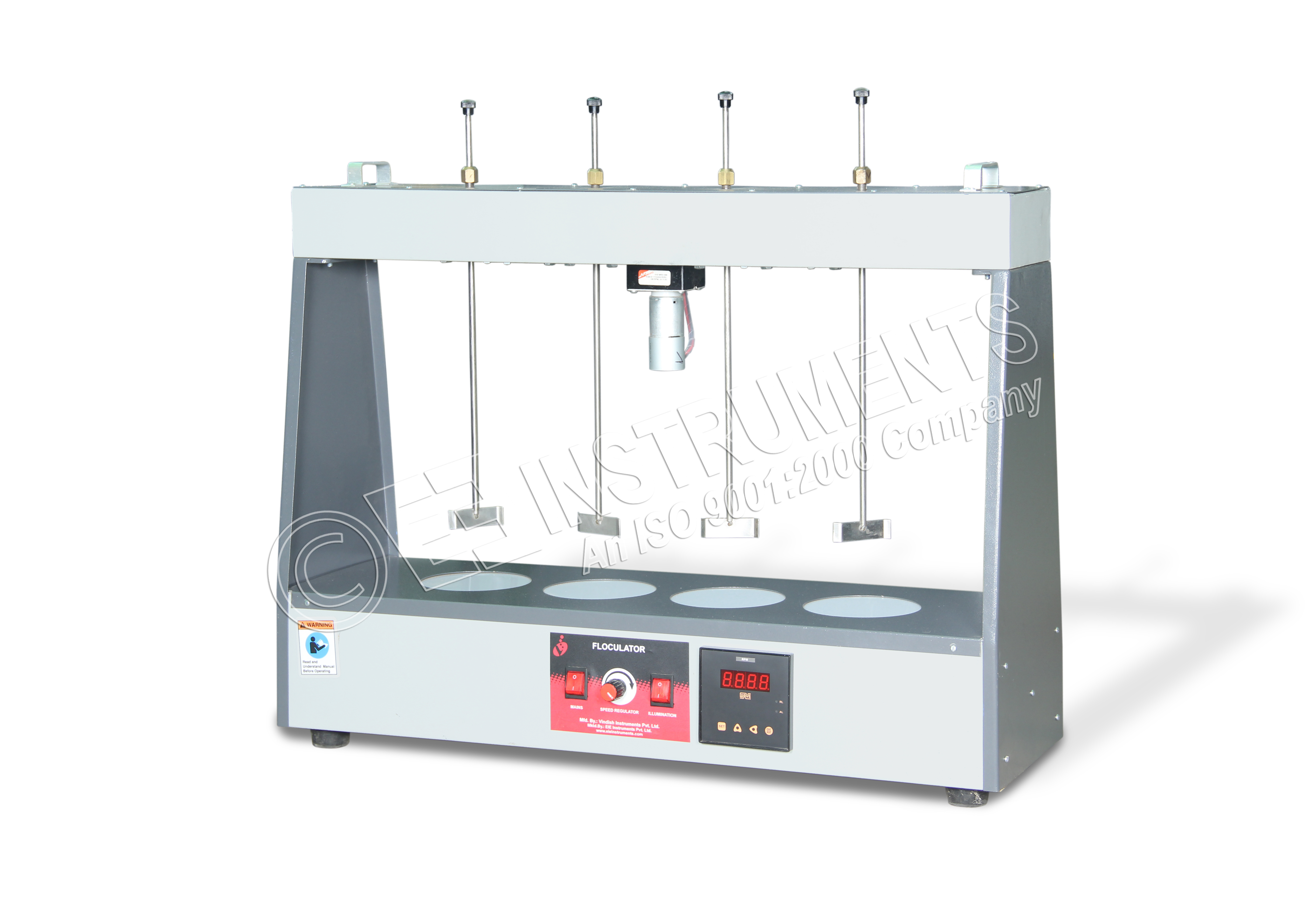 FLOCULATOR - JAR TEST APPARATUS -S.S. BODY WITH DIGITAL RPM INDICATOR-1 LITER X 6 STIRRER.